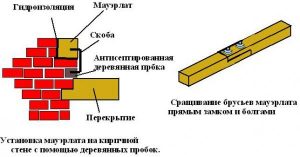 Крепление мауэрлата к деревянным пробкам